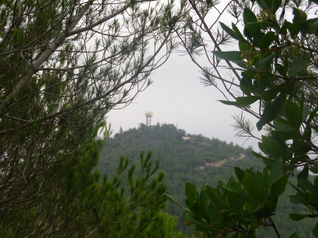 El Puig d'Agulles emmarcat.